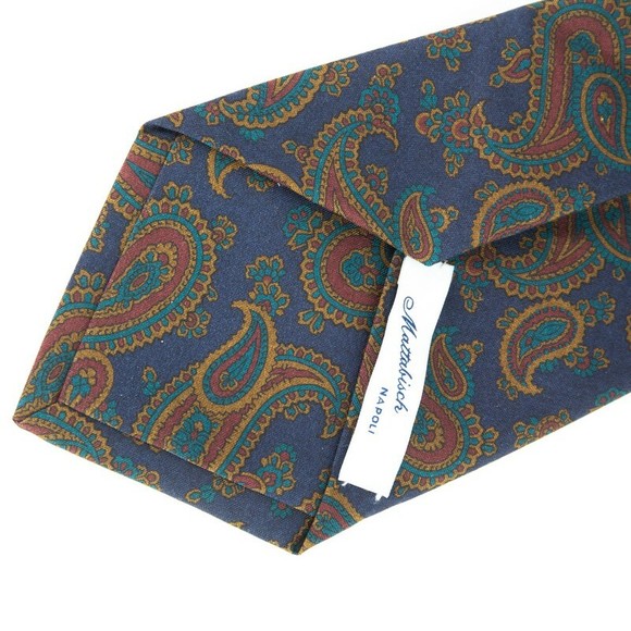 MATTABISCH MIDNIGHT BLUE PAISLEY TIE | MENS - Picture 4 of 4